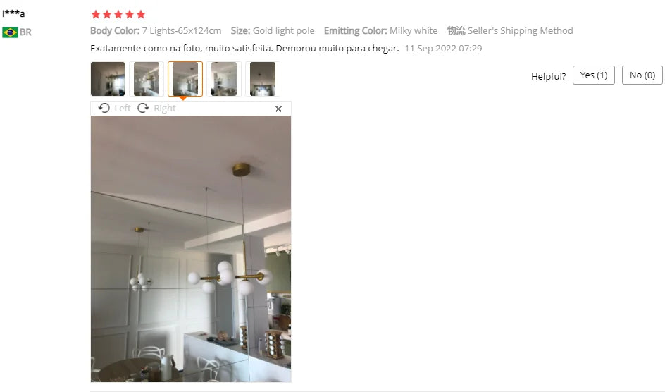 Nordic Modern LED Pendant Gold Light Glass