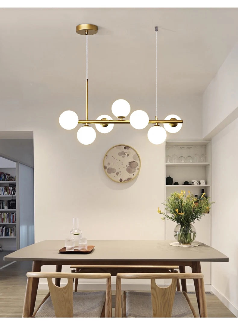 Nordic Modern LED Pendant Gold Light Glass