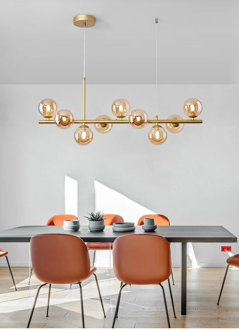 Nordic Modern LED Pendant Gold Light Glass