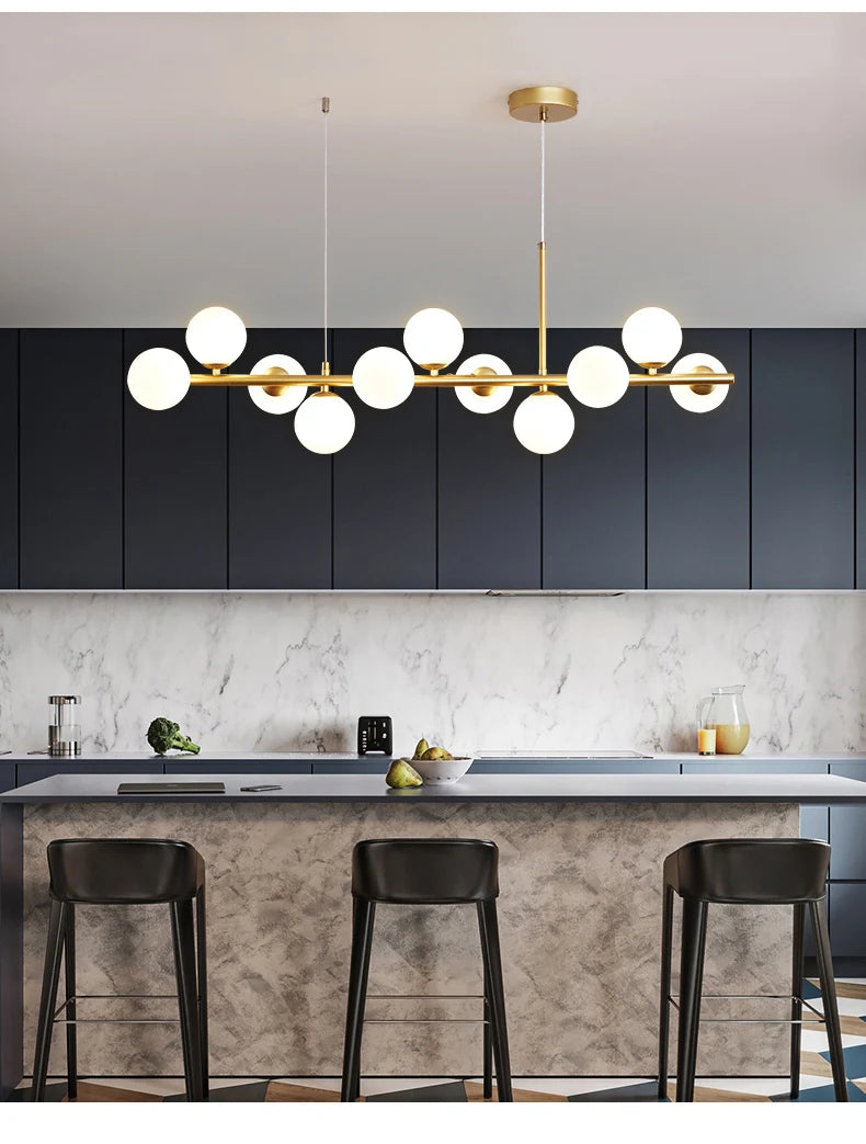 Nordic Modern LED Pendant Gold Light Glass