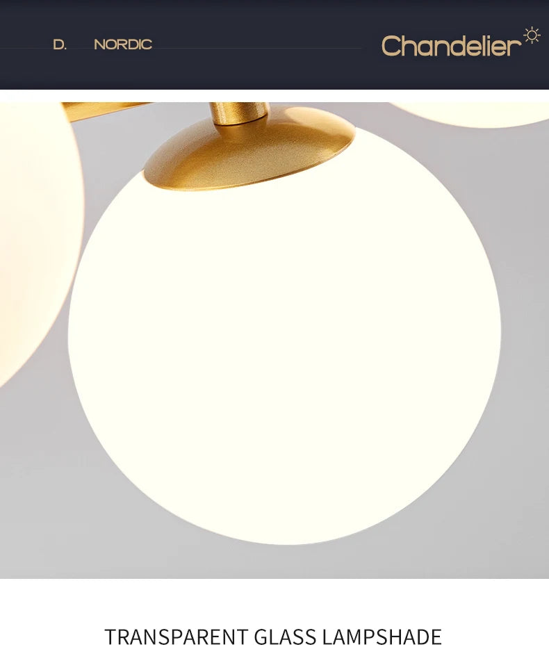 Nordic Modern LED Pendant Gold Light Glass