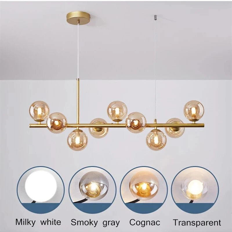 Nordic Modern LED Pendant Gold Light Glass