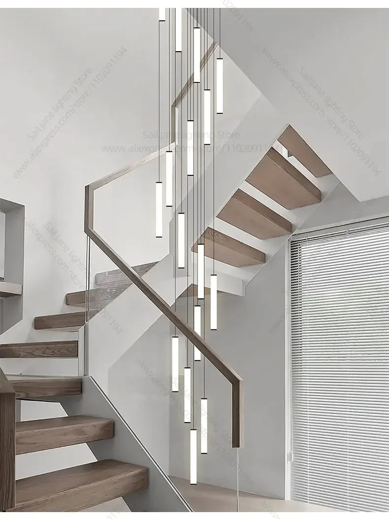 LED Long Line Chandelier Modern Staircase