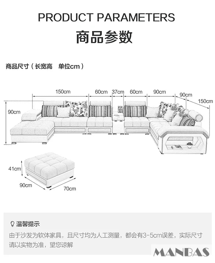 Linlamim Fabric Sofa Set Furniture Living Room