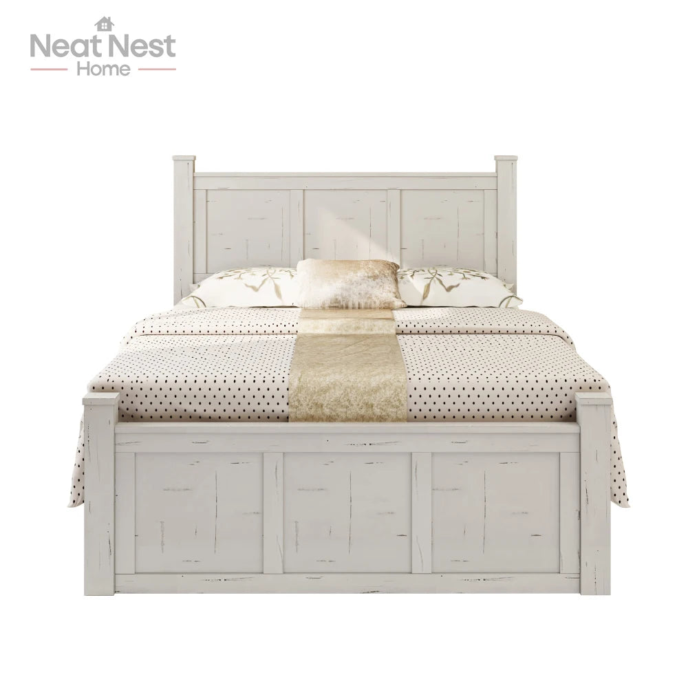 Farmhouse Style Wood Panel Bed Frame Four Square