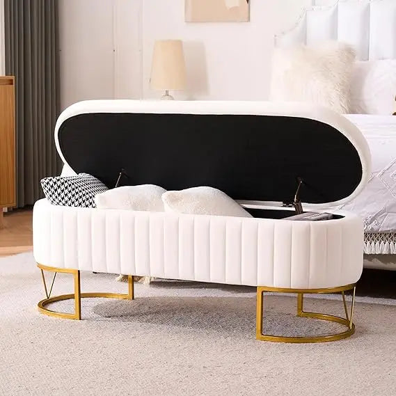 Modern Storage Ottoman Bench, 46"
