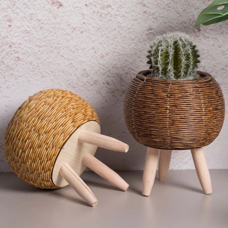 Nordic Flower Shelf Imitation Rattan Flower Pot
