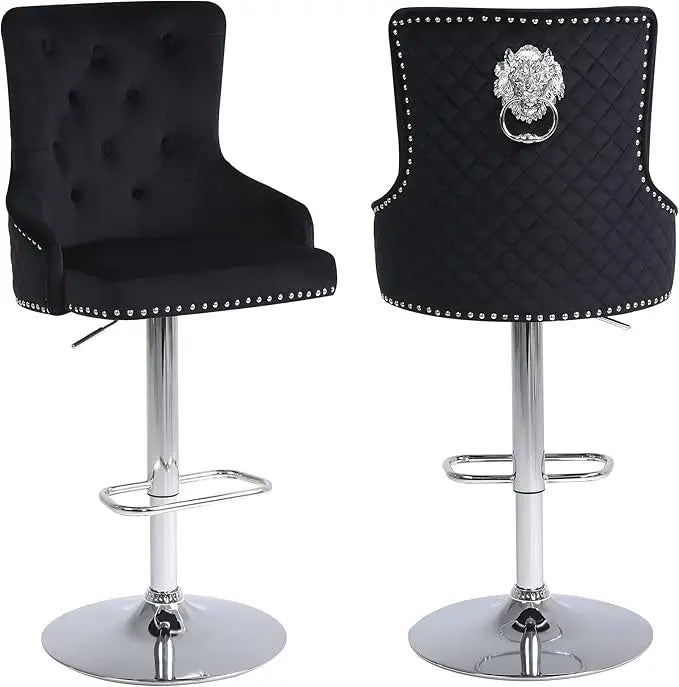 Velvet Gold Barstools Set of 2, Modern Counter