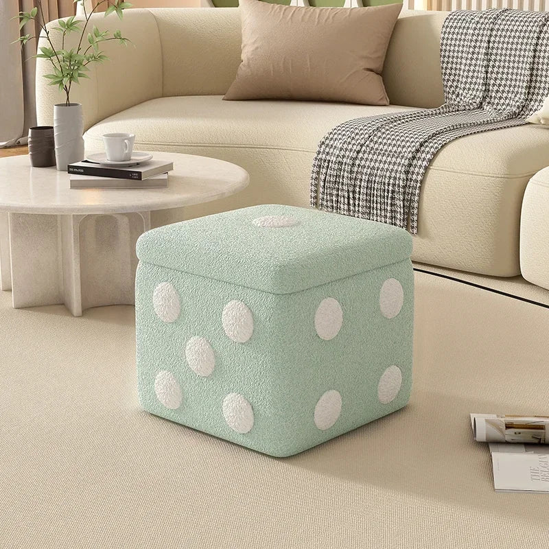 Dice Storage Ottoman, Faux Sheepskin Stool Kids