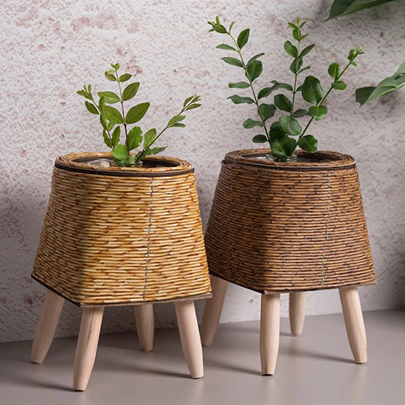 Nordic Flower Shelf Imitation Rattan Flower Pot