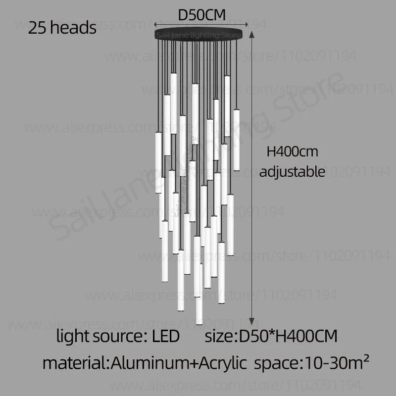 LED Long Line Chandelier Modern Staircase