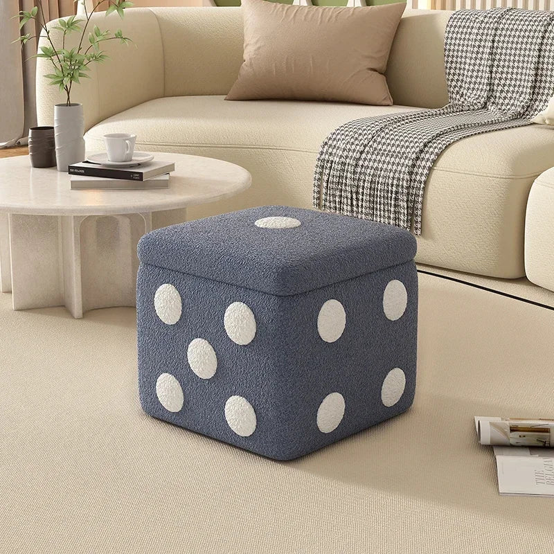 Dice Storage Ottoman, Faux Sheepskin Stool Kids