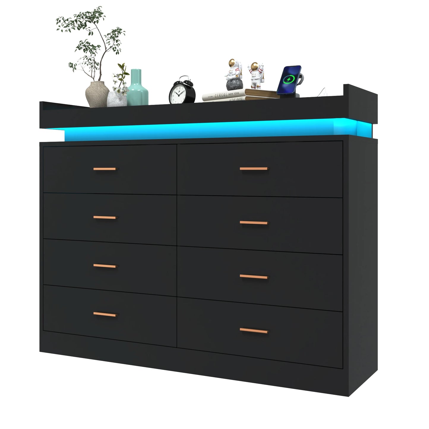 8 Drawer Dresser with LED Light, Modern