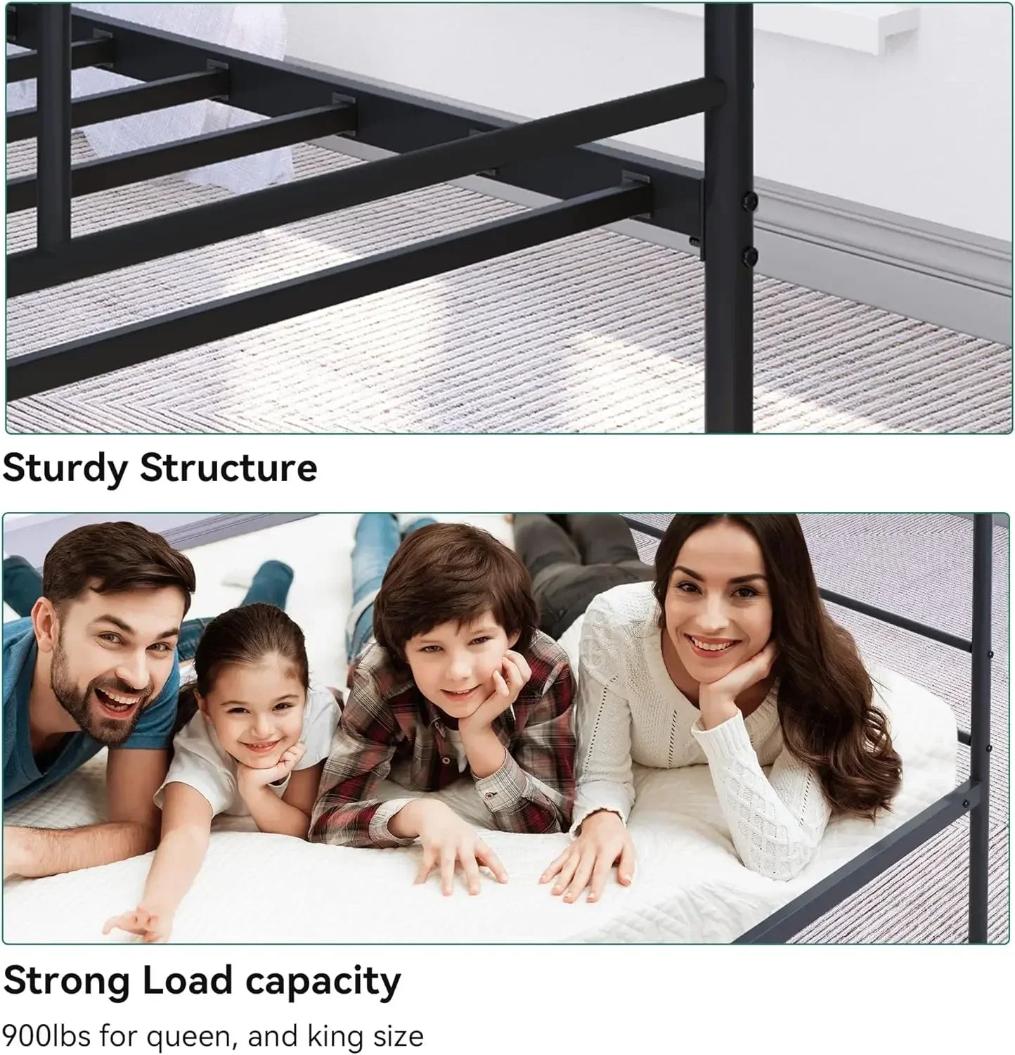 King Size Bed Frame, Metal Canopy Four Poster