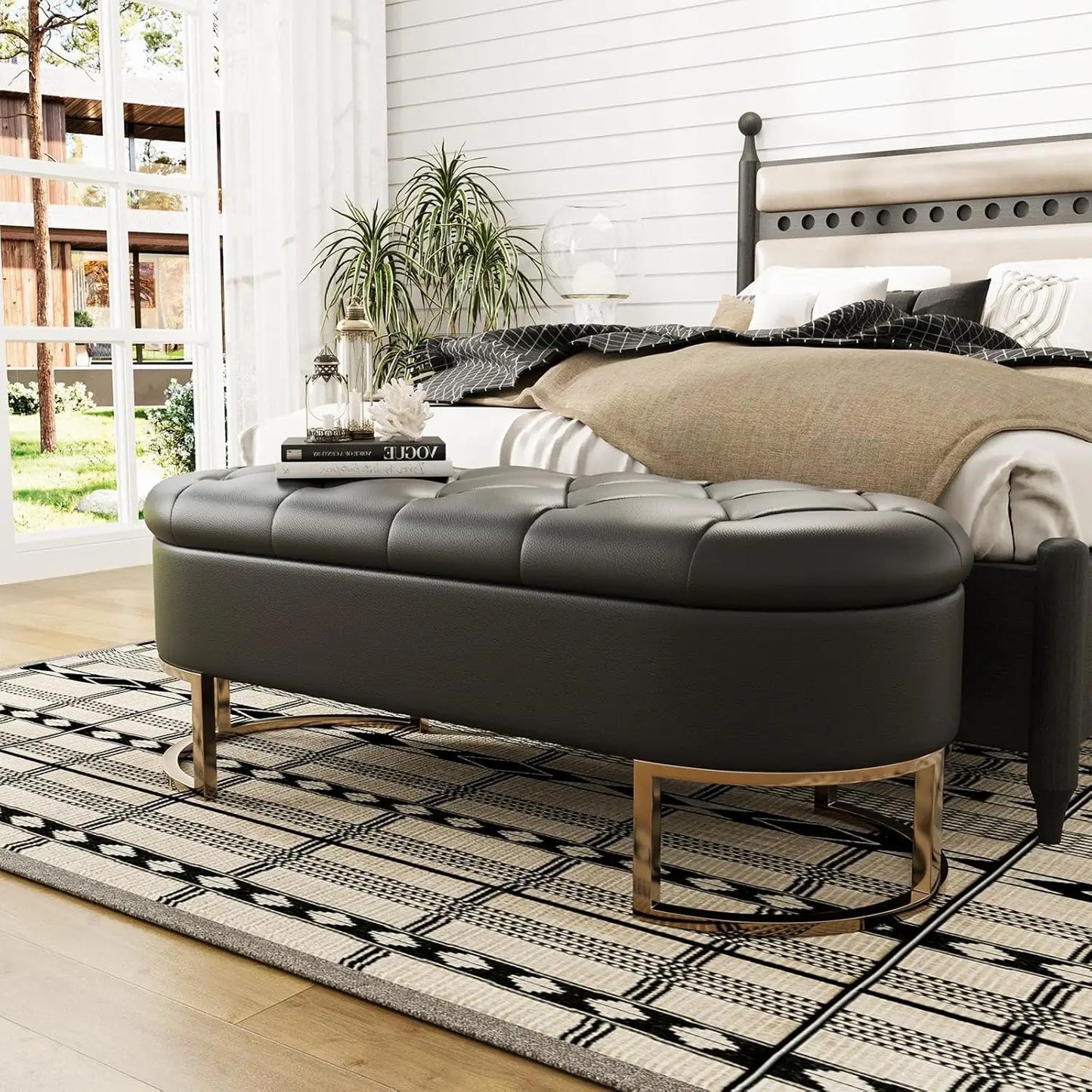 Vabches 50''L Ottoman Storage Bench Upholstered