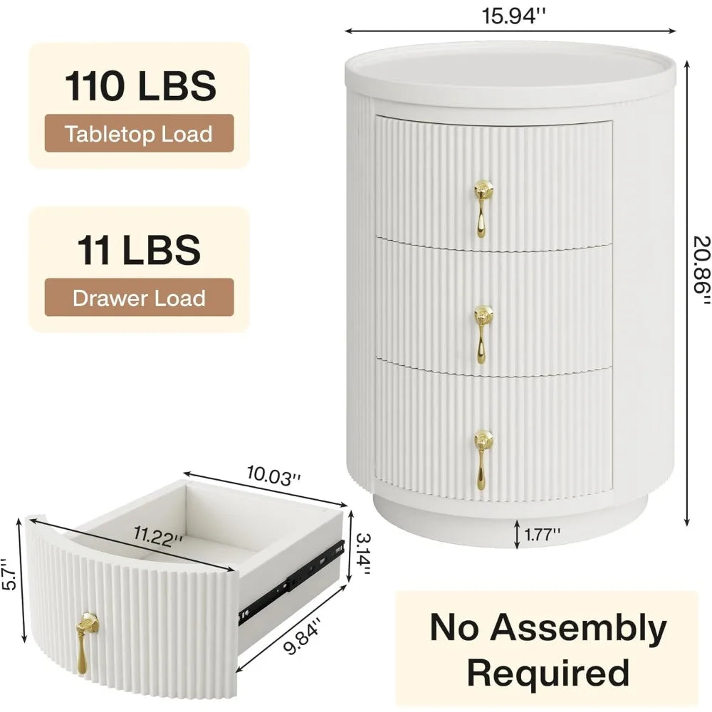 3 Drawers Nightstand Set of 2