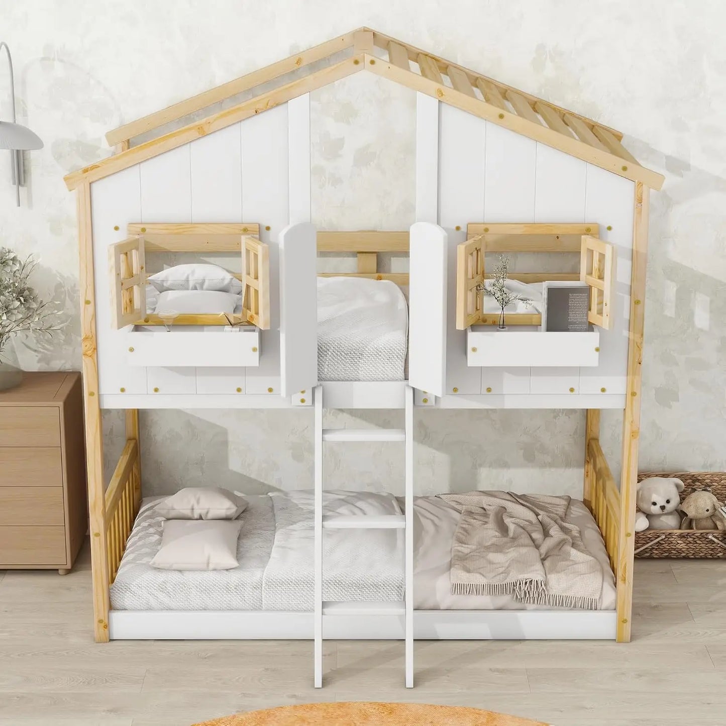 House Bunk Bed Twin Over Twin Wood