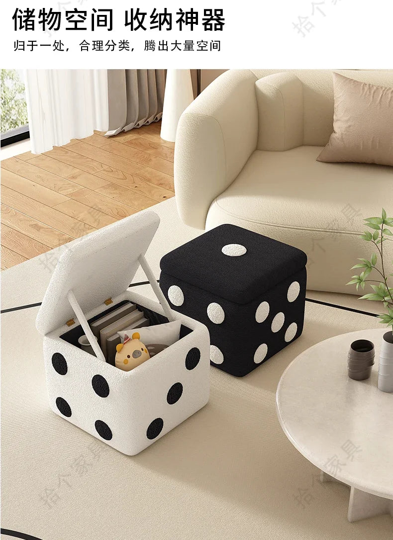 Dice Storage Ottoman, Faux Sheepskin Stool Kids