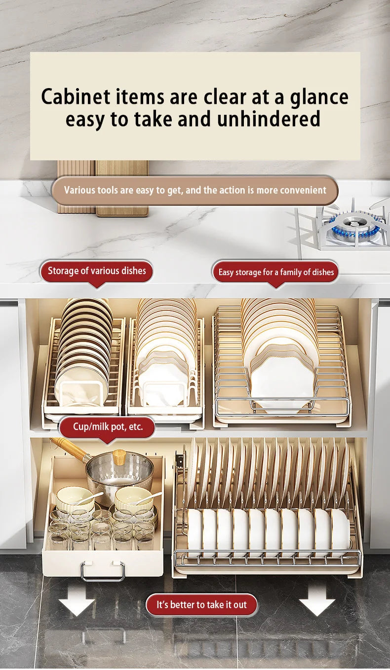 Pull Out Dish Racks Stainless Steel Bowl