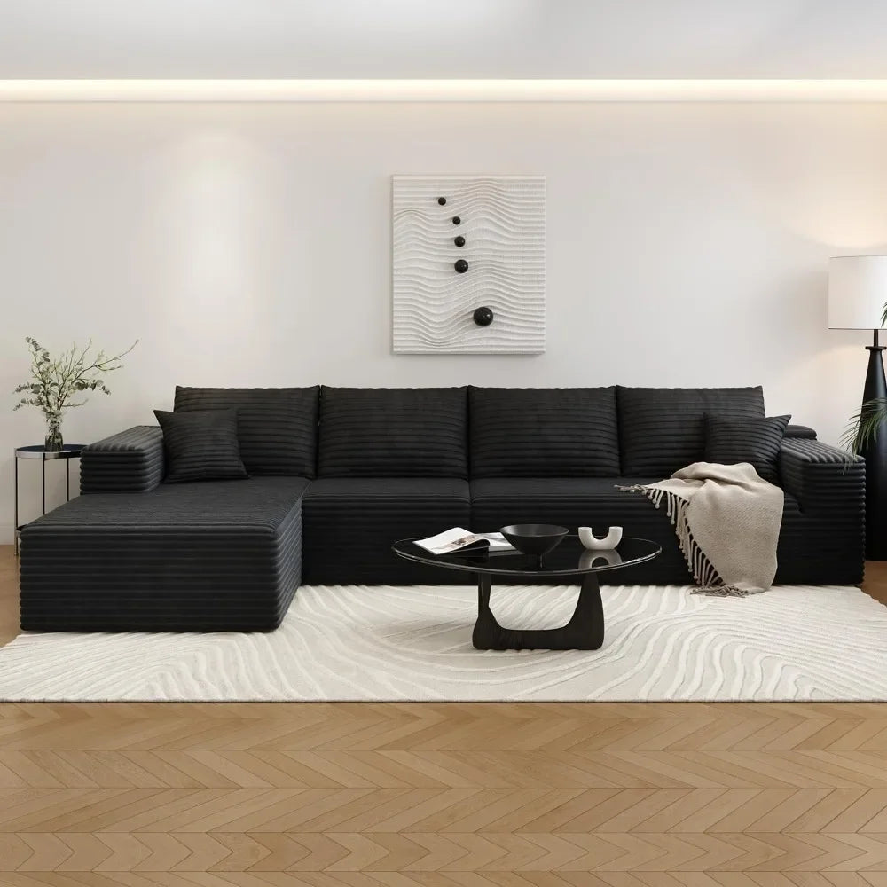 135.4" Cloud Sectional Couch with L-Shape Chaise