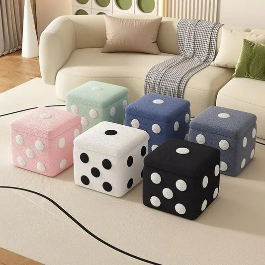 Dice Storage Ottoman, Faux Sheepskin Stool Kids