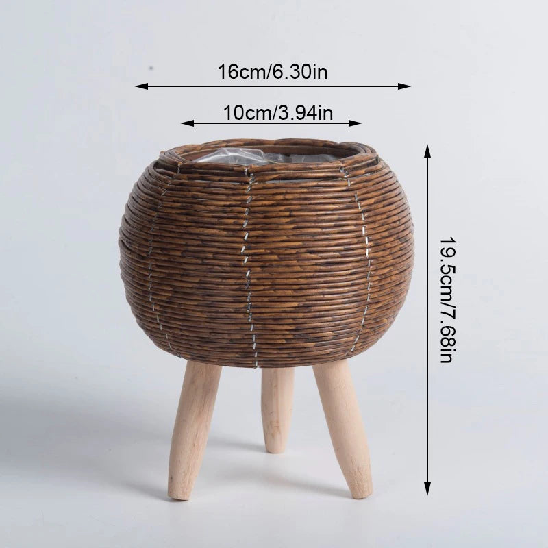 Nordic Flower Shelf Imitation Rattan Flower Pot