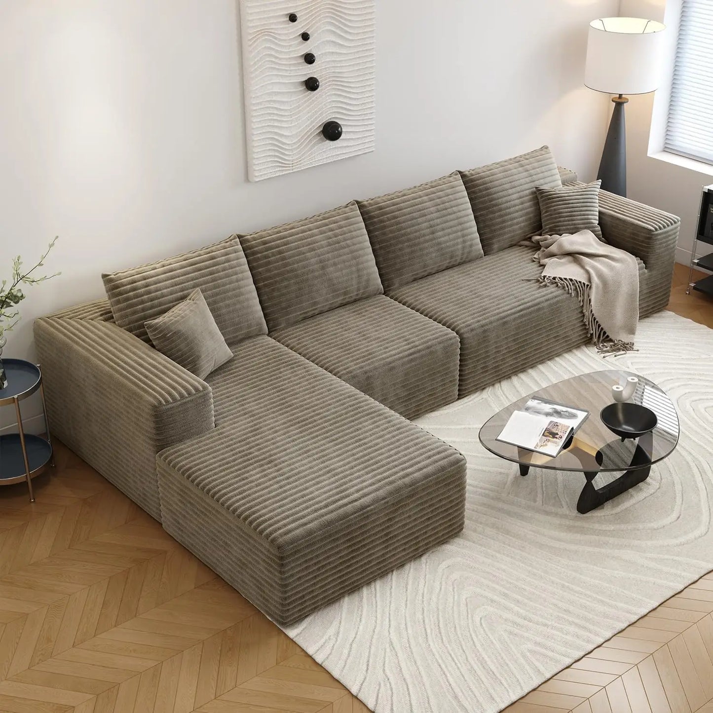 135.4" Cloud Sectional Couch with L-Shape Chaise