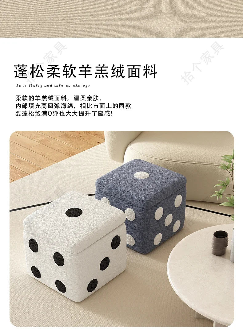 Dice Storage Ottoman, Faux Sheepskin Stool Kids