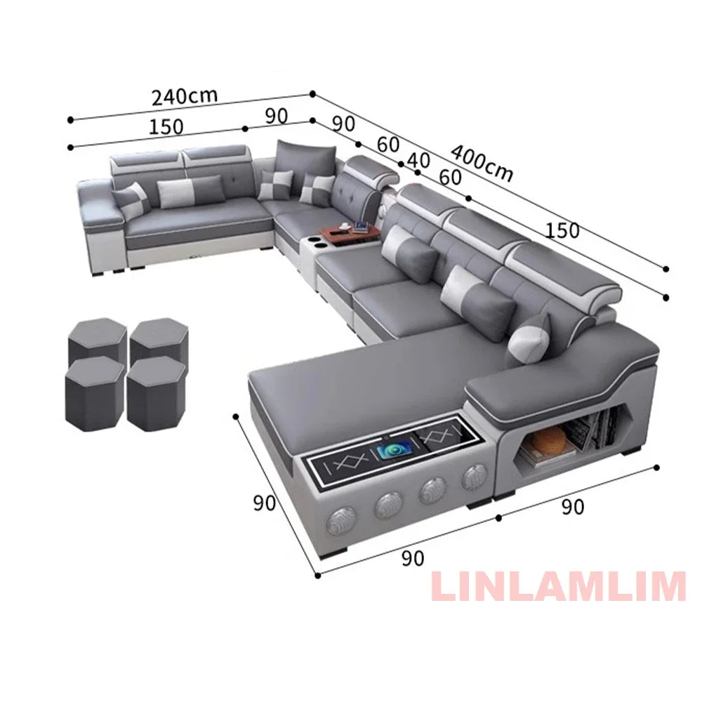 Modern Scientific Cloth Sectional Sofa Set