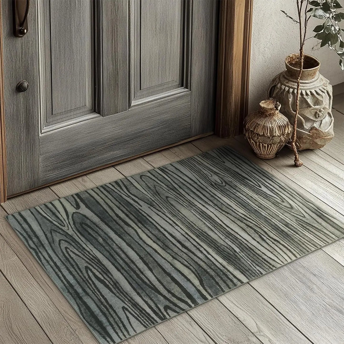 Green RugLiving Room Washable Abstract