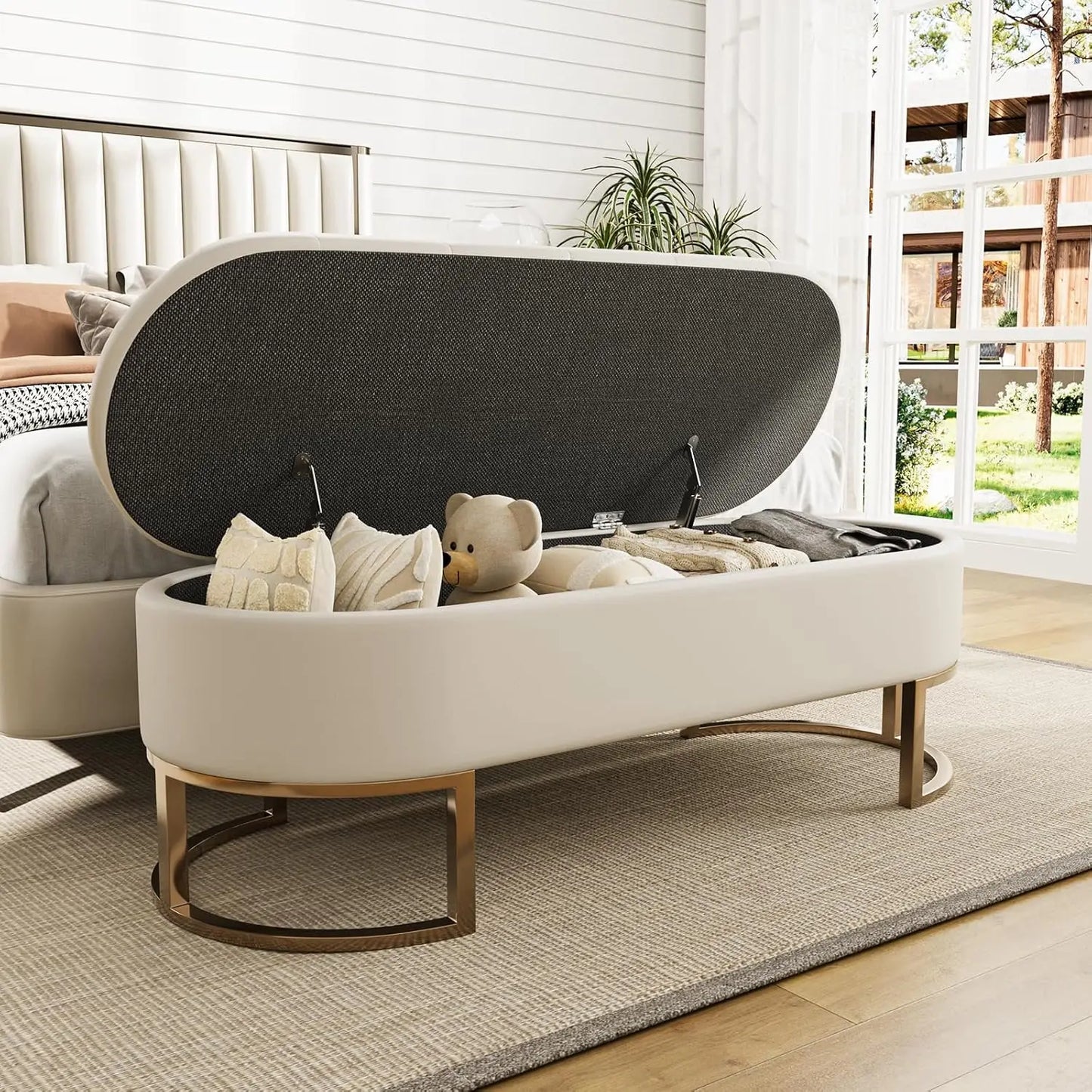 Vabches 50''L Ottoman Storage Bench Upholstered