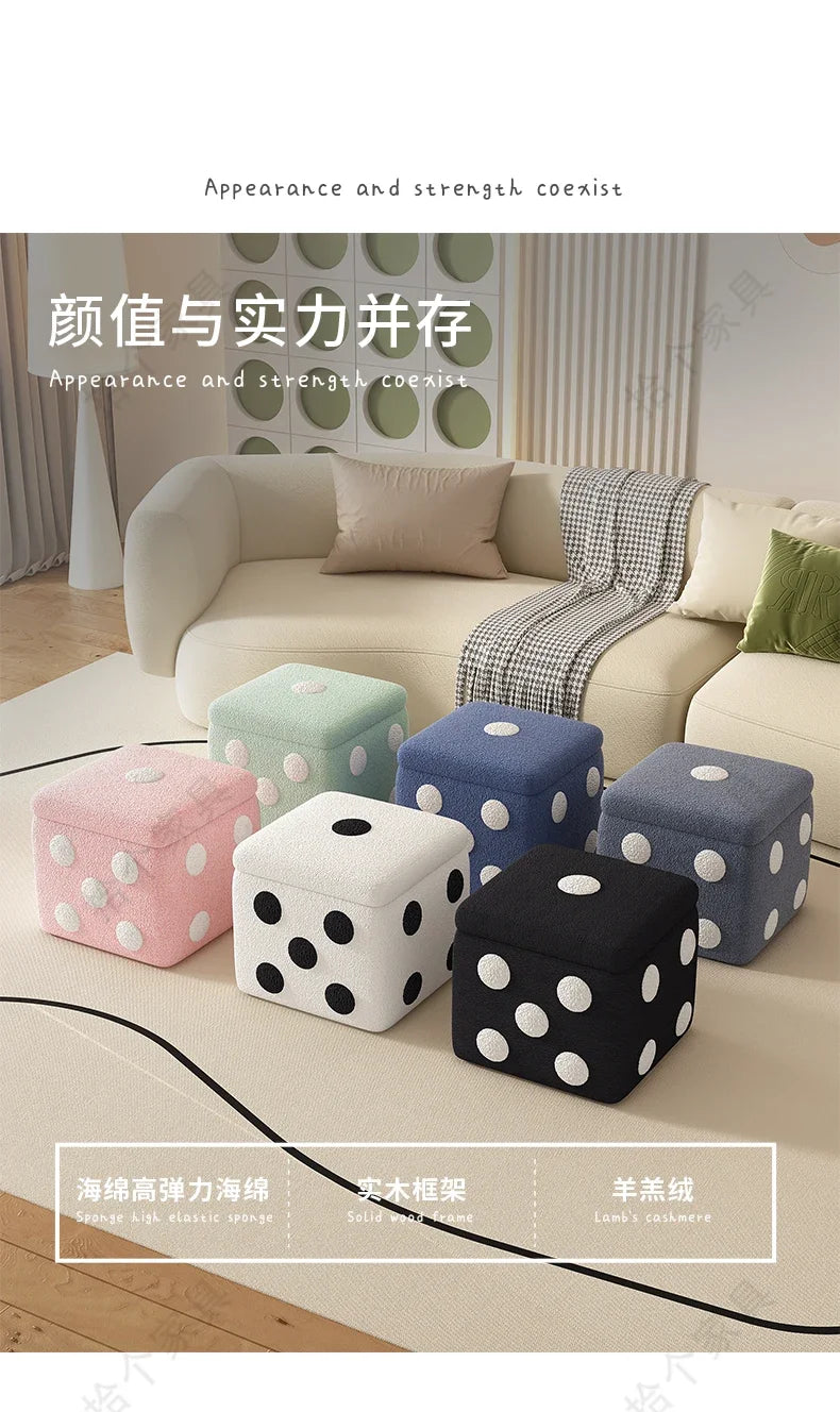 Dice Storage Ottoman, Faux Sheepskin Stool Kids