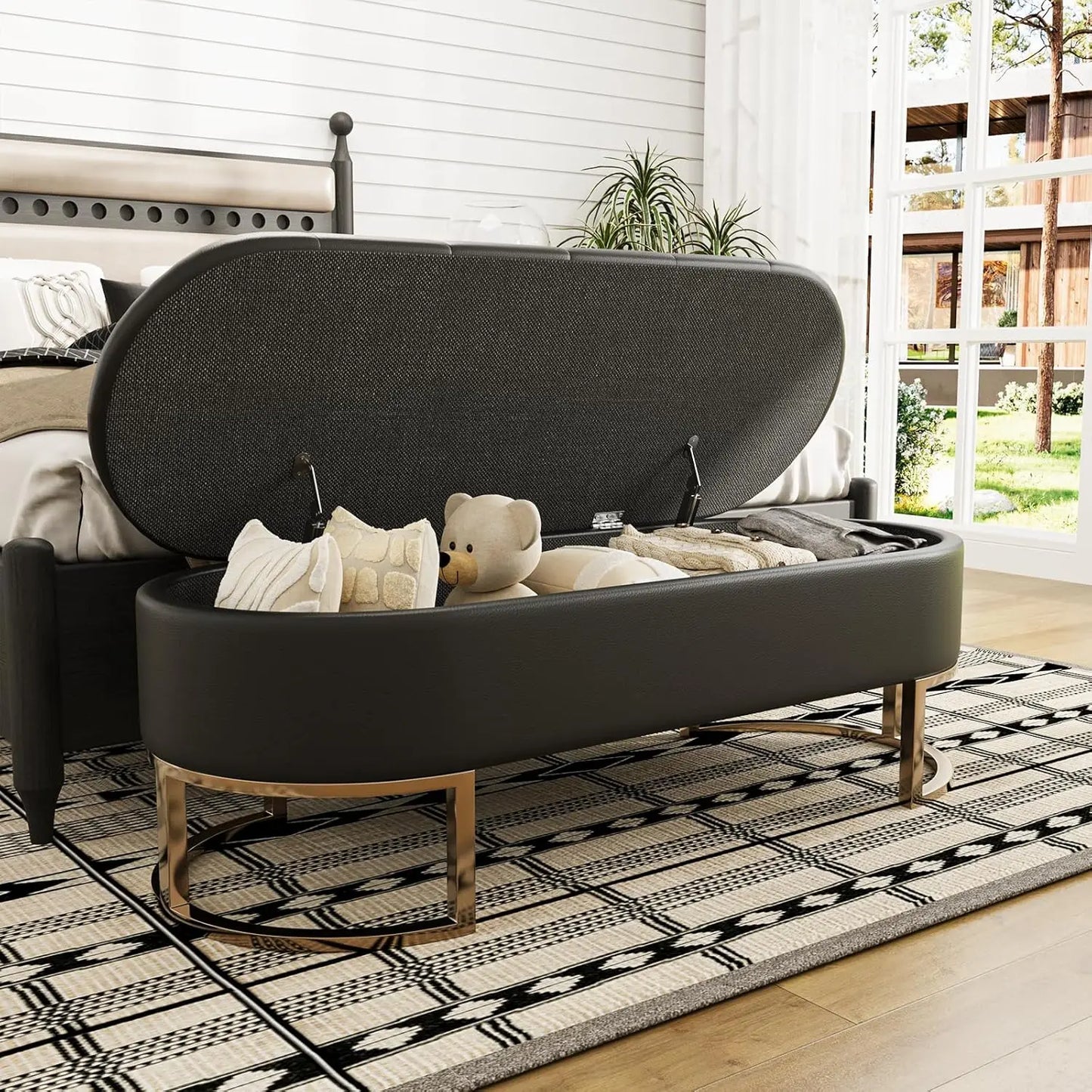 Vabches 50''L Ottoman Storage Bench Upholstered