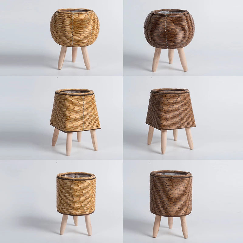 Nordic Flower Shelf Imitation Rattan Flower Pot
