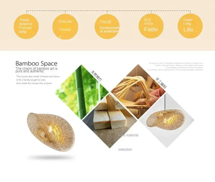 Bamboo Weaving LED Pendant Light HandMade
