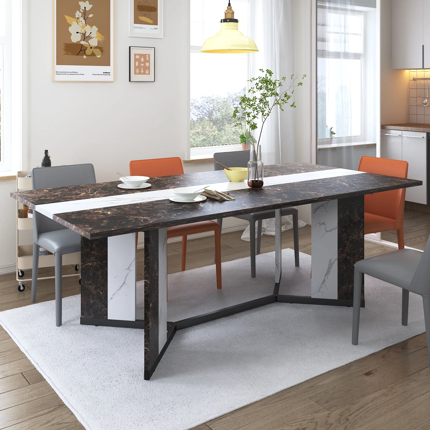 71In Large Rectangular White Dining Table