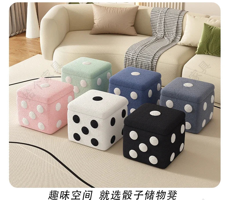 Dice Storage Ottoman, Faux Sheepskin Stool Kids