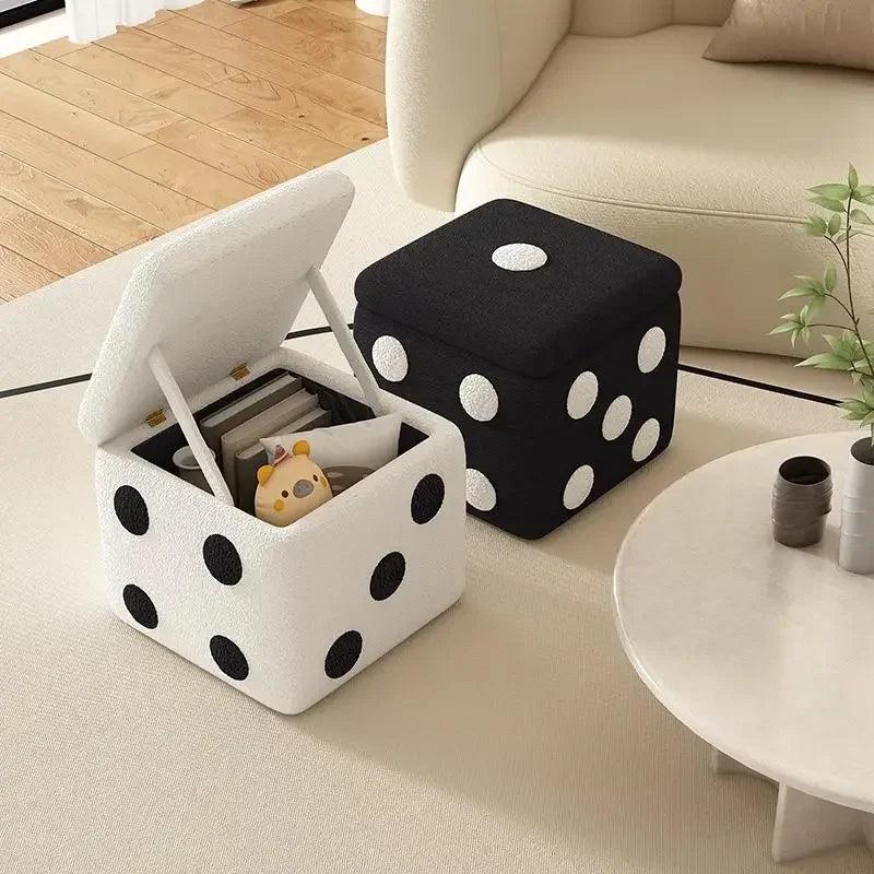 Dice Storage Ottoman, Faux Sheepskin Stool Kids