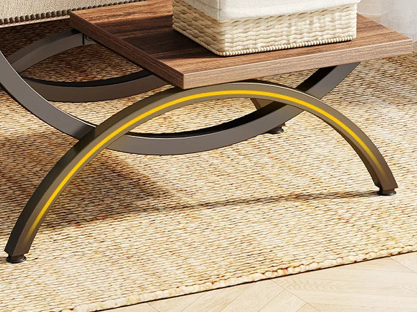 C-Shaped End Table, Industrial 3-Tier Small Table