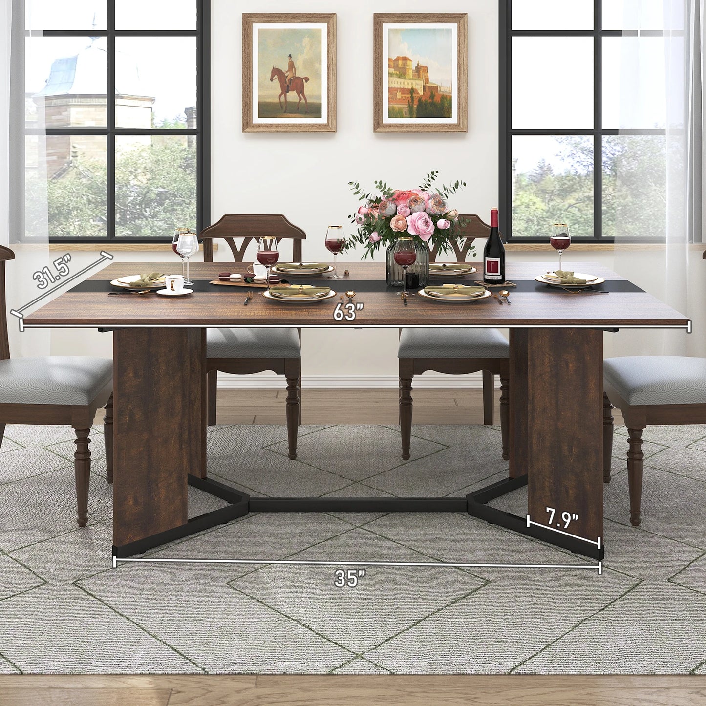 71In Large Rectangular White Dining Table