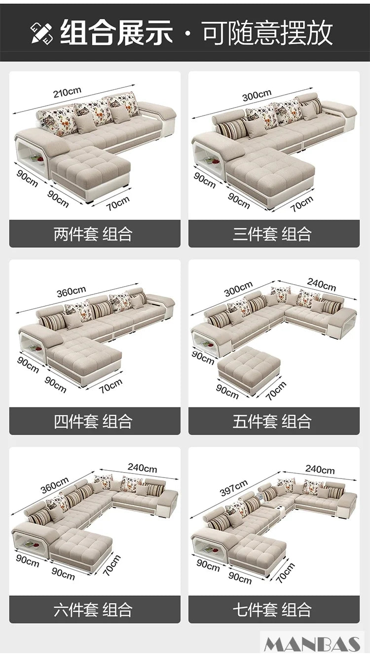 Linlamim Fabric Sofa Set Furniture Living Room