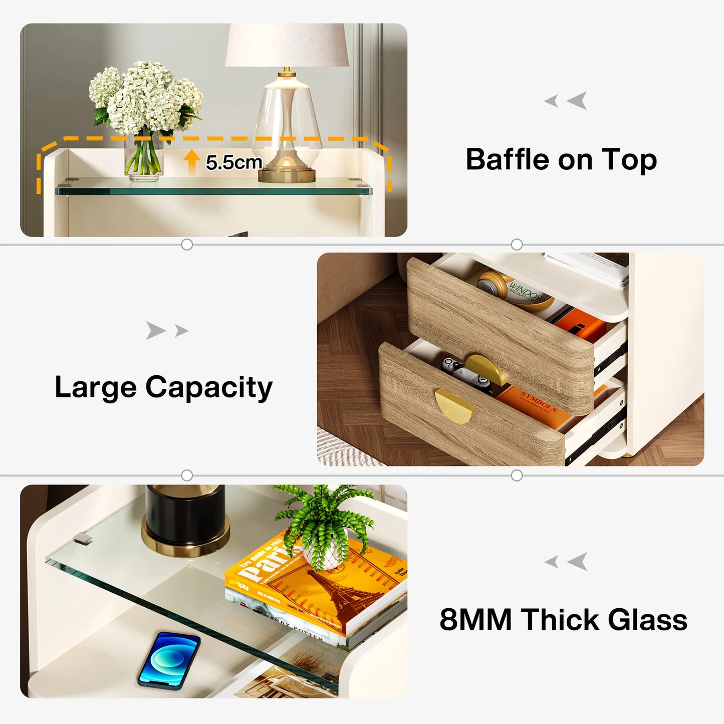 Nightstands, 2-Drawer Modern Night Stand