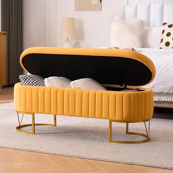Modern Storage Ottoman Bench, 46"