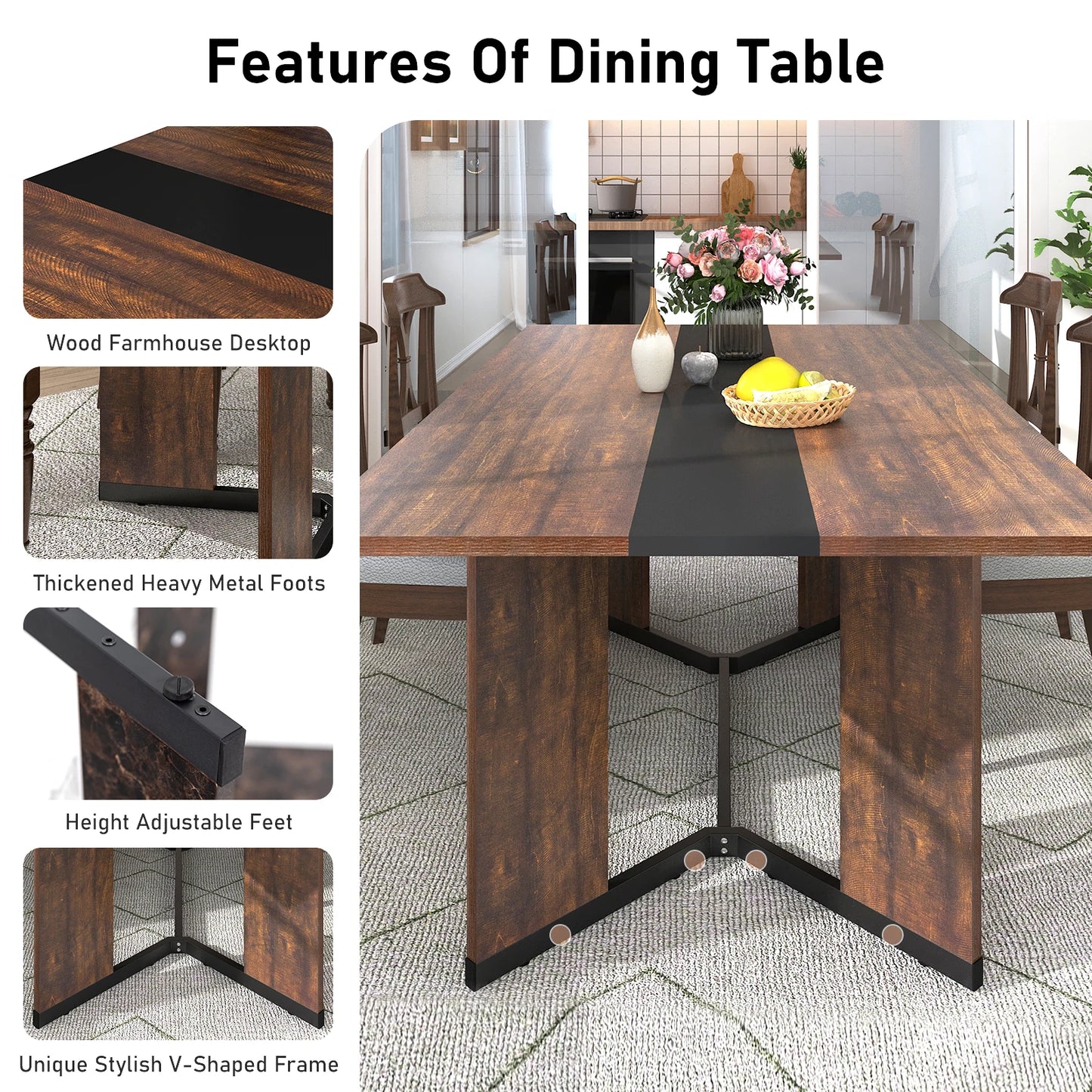71In Large Rectangular White Dining Table
