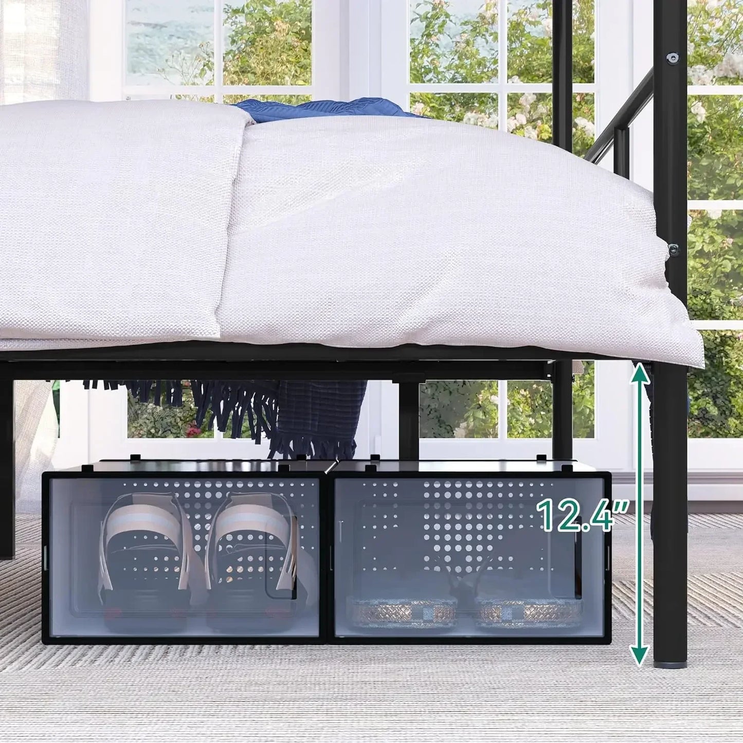 King Size Bed Frame, Metal Canopy Four Poster