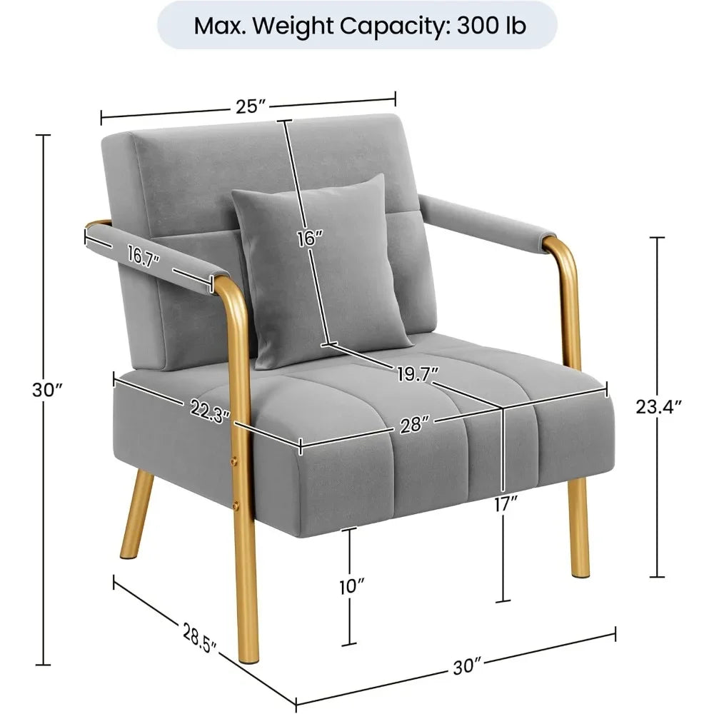 30" W Accent Chair – Velvet Oversized Armchair