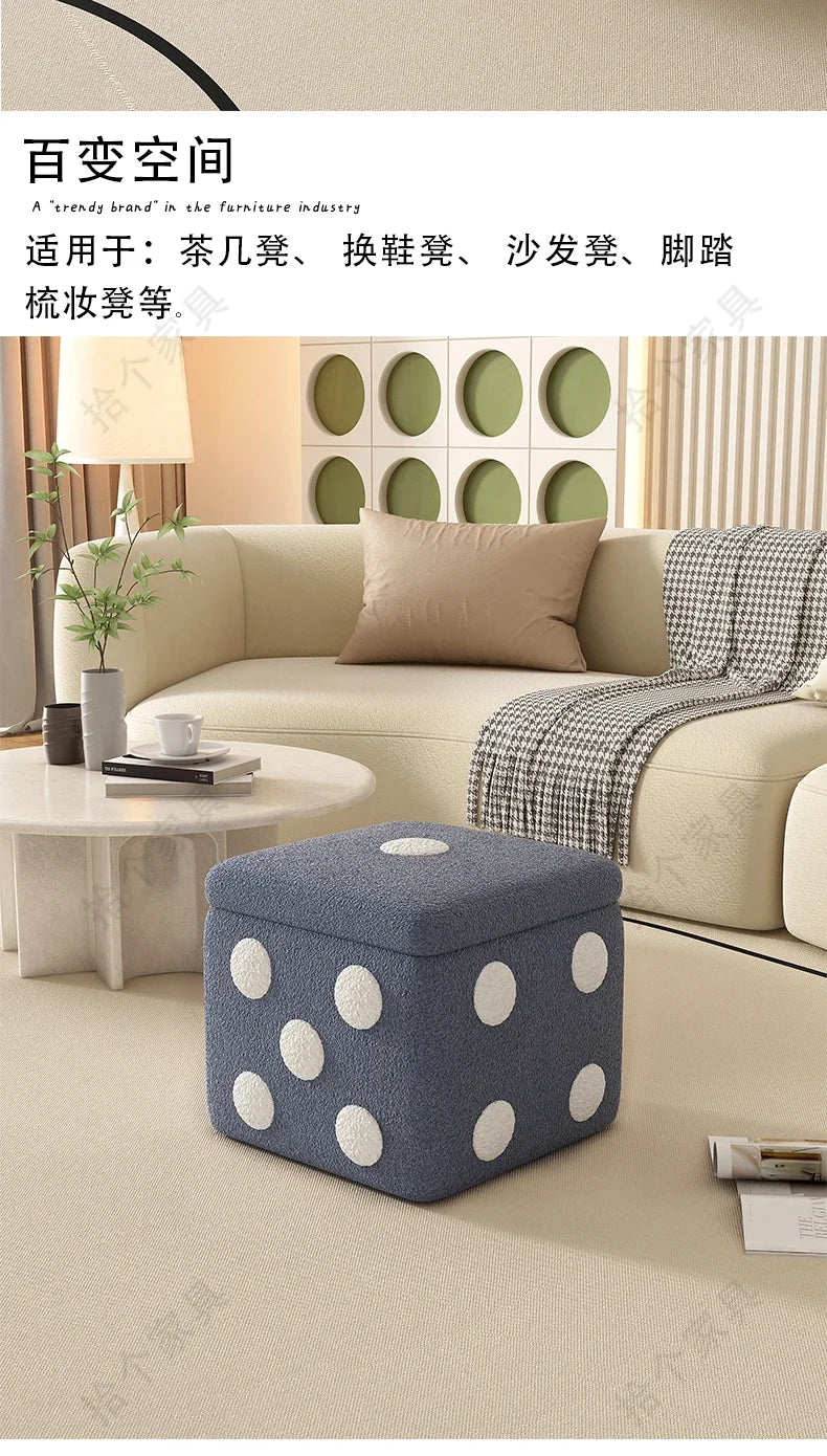 Dice Storage Ottoman, Faux Sheepskin Stool Kids