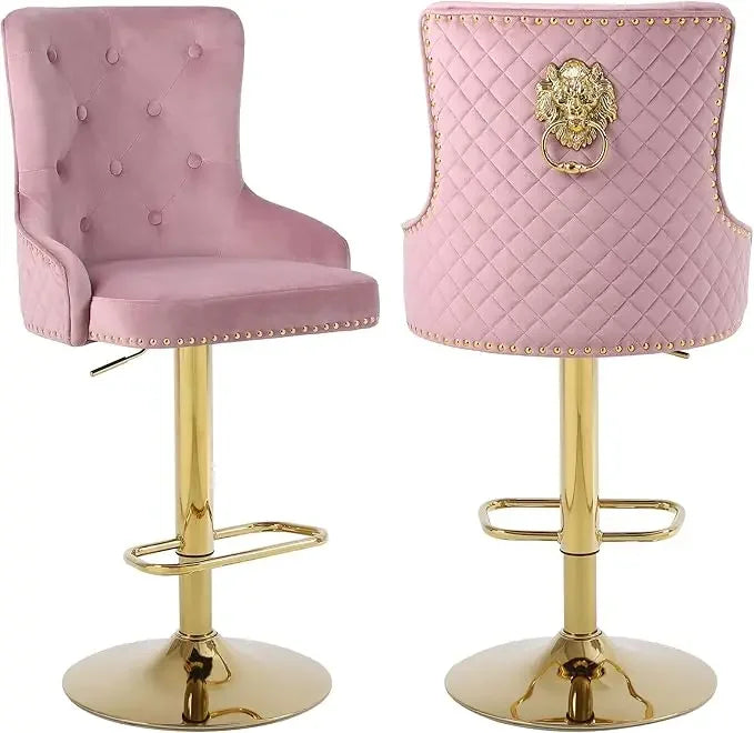 Velvet Gold Barstools Set of 2, Modern Counter