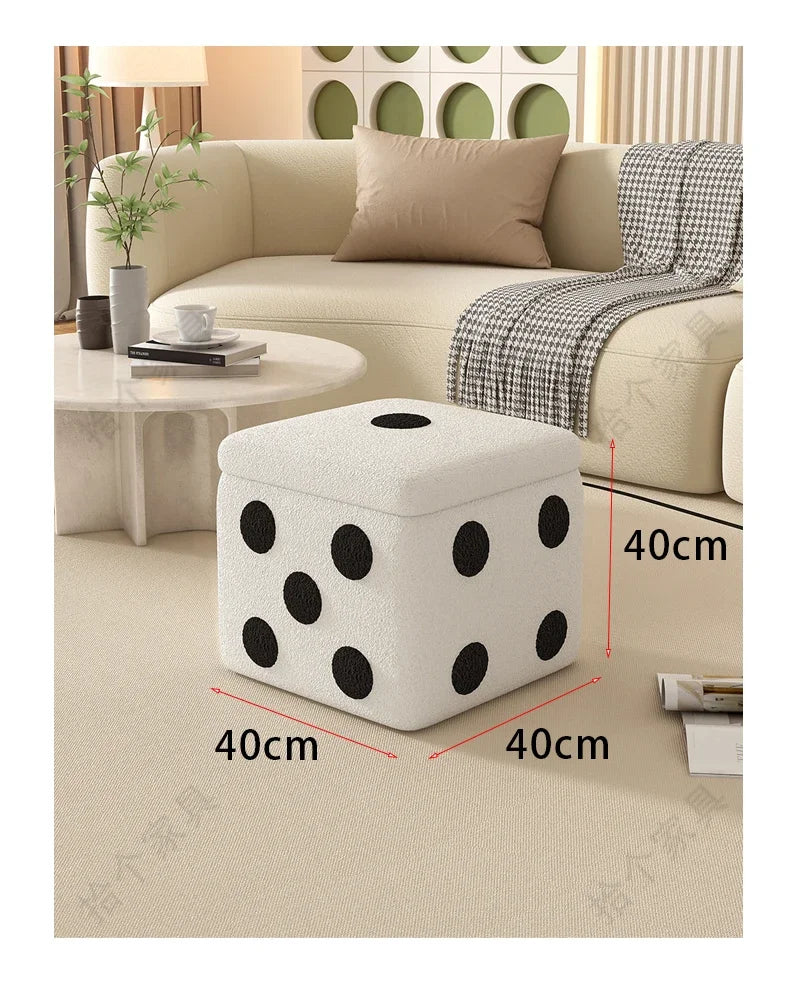 Dice Storage Ottoman, Faux Sheepskin Stool Kids