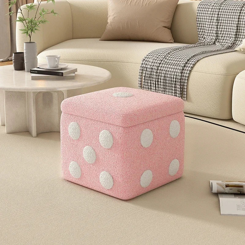 Dice Storage Ottoman, Faux Sheepskin Stool Kids